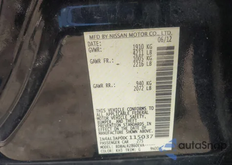 2013 Nissan Altima 2.5 S from USA, damaged, VIN 1N4AL3AP0DC115037